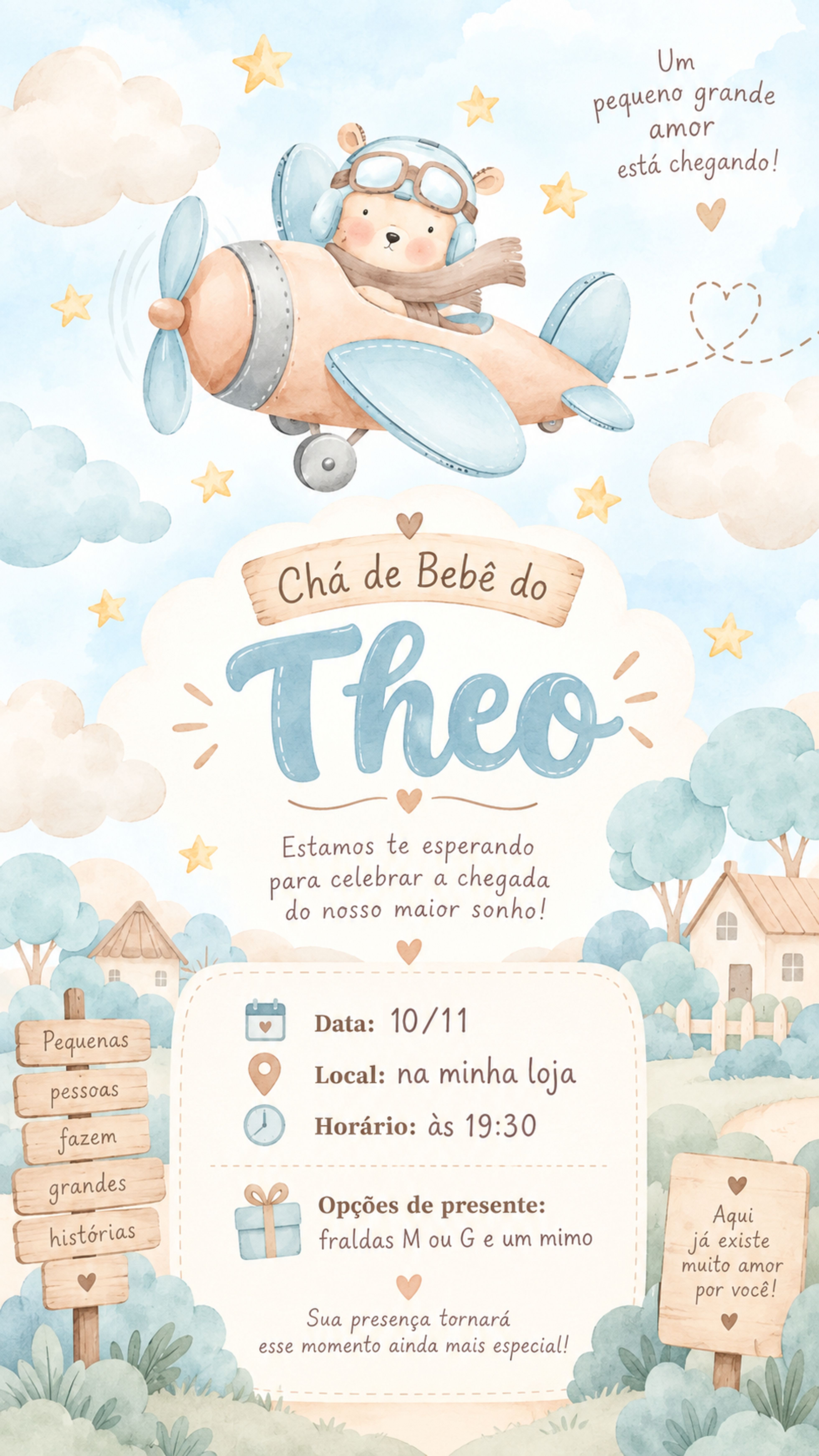 Convite do Chá de Bebê do Theo