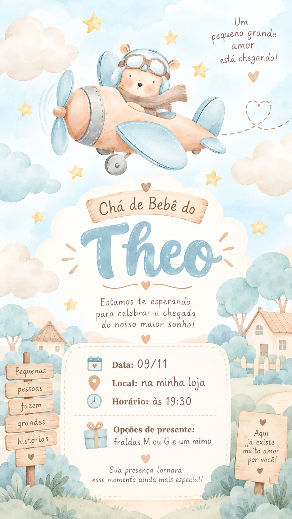 Convite do Chá de Bebê do Theo